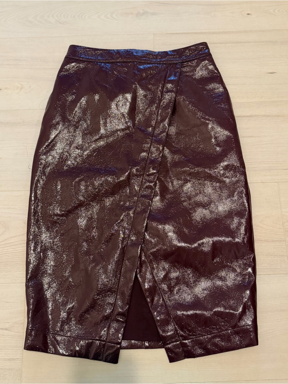 NWT Express Deep Red Wrap-Front Midi Skirt